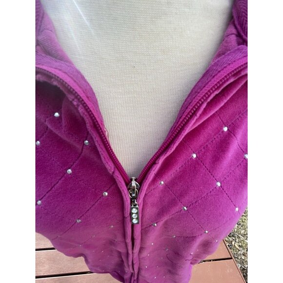 Quacker Factory Womens Pink Sleeveless Zip-Up Vest With Rhinestone Details Size - Picture 10 of 13